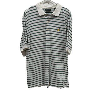 PGA Masters Collection Augusta Nationals Golf‎ Polo Shirt Size L Green Striped